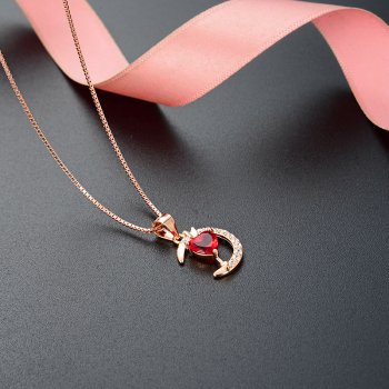 Heart Design Birthstone Sterling Silver Necklace